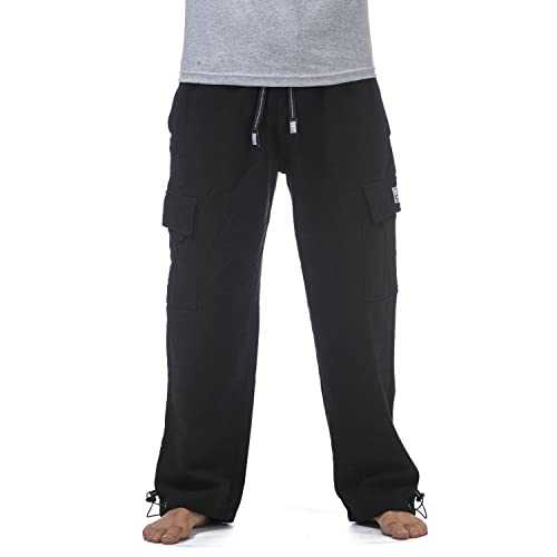 Pro Club Men's Heavyweight Fleece Cargo Pants Black