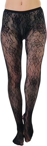 Image of ToBeInStyle Women's Elegant Floral Lace Inspired Spandex Net Full Length Tights