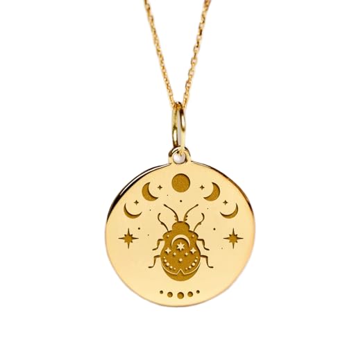 Collier pendentif scarabée unisexe avec chaîne 45cm en argent plaqué or jaune