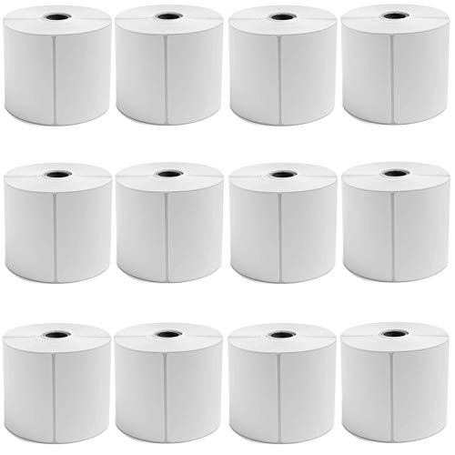 Image of 9527 Product 4x6 Direct Thermal Shipping Labels for Zebra 2844 ZP-450 ZP-500 ZP-505,Blank,450 Labels /Roll, 1 inch Core (12 Rolls)