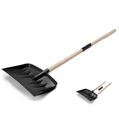 Compact Snow Shovel Heavy Duty Traditional with Wooden Detachable C...