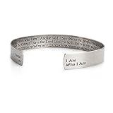 Silver Cuff Bracelet for Men and Women, Religious Christian Prayer Bracelet Engraved With I Am Who I
