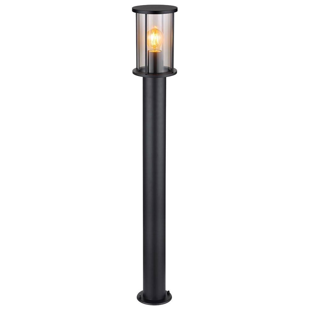 LED Stehlampe Terrassenleuchte Standlampe Gartenleuchte, Edelstahl schwarz Glas rauch, 7W 806lm warmweiß, DxH 14,3 x 100cm
