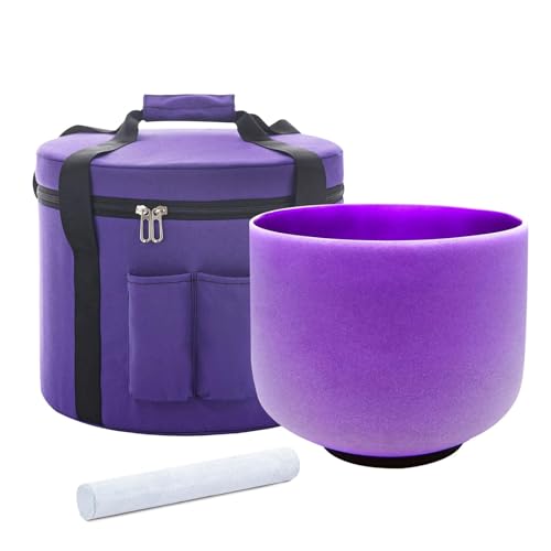 Hye-eun Campana tibetana di cristallo viola 8 pollici B Note Crown Chakra Sound Healing con borsa per il trasporto yoga strumenti percussion Sound Bowl