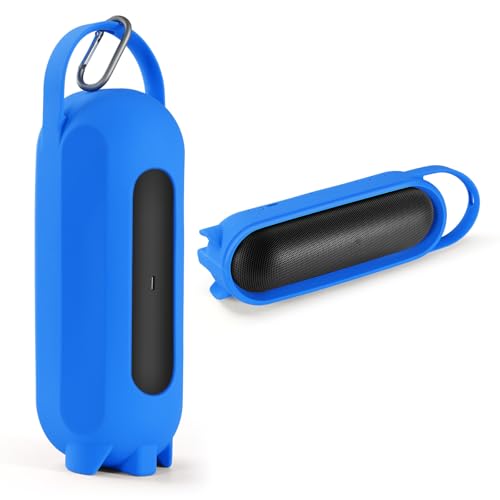 Coque silicone Beats Pill 2024 bleue housse protection transport antichoc avec poignée pratique