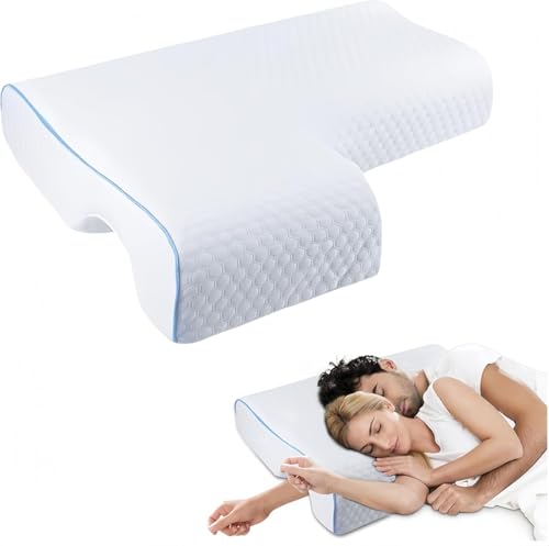 FITHUGOO Memory Foam Cuddle Pillow for Couples, Side Sleeper Pillow with Arm Hole, Ergonomic Support for Head, Neck and Arm with Breathable Washable Pillowcase