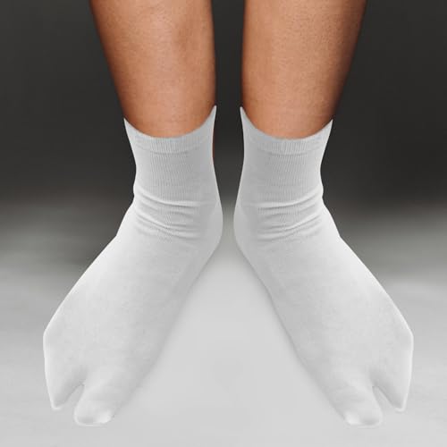 3 Pairs Toe Socks Cotton Socks Elastic Cotton Tabi Tabi Toe Unisex for Men Women (White+ Grey+ Black)4