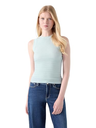 Guess Damen Eco Ärmelloses Francine Smock Hotfix Top, Misty Teal Multi, X-Groß