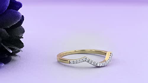 0.10 Cttw 10K Solid Gold Round Diamond Stackable Wedding Contour Band Guard Ring 1/10 CT4