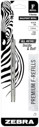Zebra Pen Steel Ballpoint Pen Refill, Fits F-701, Black Ink, 0.8mm, 2-Pack image 4