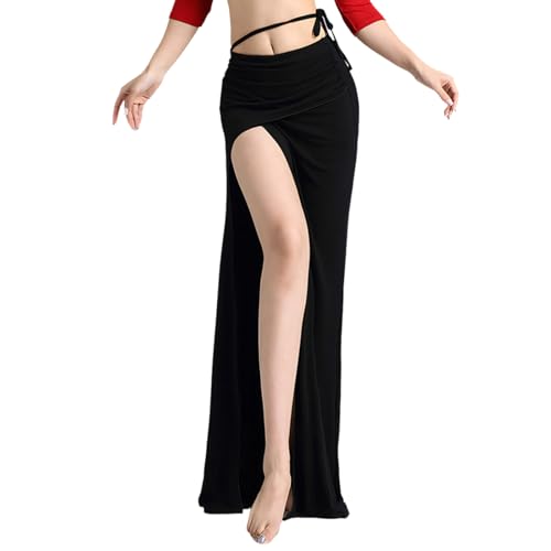 Jupe de danse du ventre respirante à taille haute ajustable avec cordon