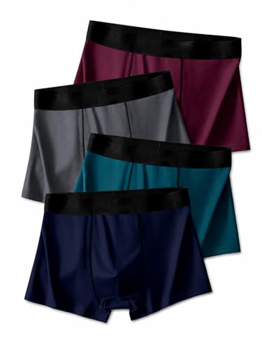 Image of Men's Extra Thin Elastic Underwear Long Comfortable Ice Silk Breathable Comfort Brief-Boxer-Trunks Imported Material Pack of 4
