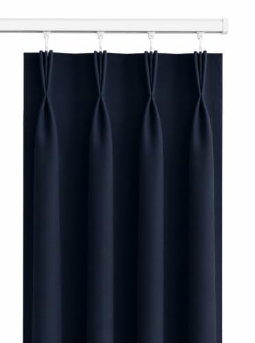 Image of KALIYO Blue Blackout Pinch Pleat Curtains for Living Room & Bedroom | Room Darkening Curtains | Pinch Pleat Header| Noise Reducing | 5 FT | Pack of 2