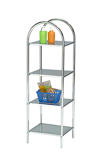Preisvergleich Produktbild Regal mit 4 Ablagen, verchromter Stahl Aufbewahrung für Badezimmer Schlafzimmer Storage 04