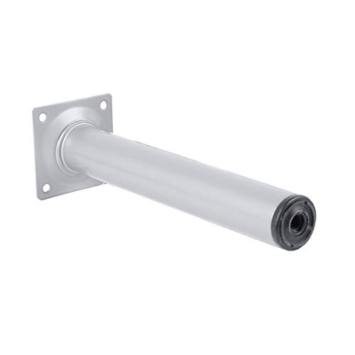 Amig - Pata Redonda de Acero para Muebles - Resistente y Versátil - Ideal para Mesas y Escritorios - Incluye Tornillería - Embellecedor Cerradura Puerta - Plata, 30 x 350 mm, Metal