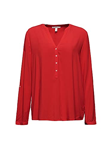 ESPRIT Damen Henley-bluse Bluse, Rot, 38 EU
