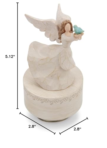 YT3 Studio Music Box, Guardian Angel Musical Box Figurine Holding Dove, Sculpted Hand-Painted Music Boxes Figures Wind Up Angel Musical Boxes for Women Girls in Christmas Birthday Anniversary