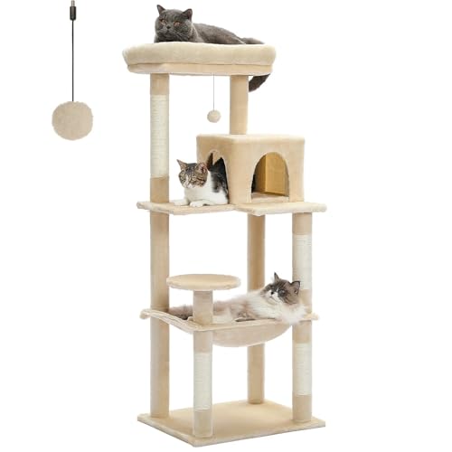 Tour à chat avec griffoir pour maison d'intérieur : le paradis beige de votre félin au salon