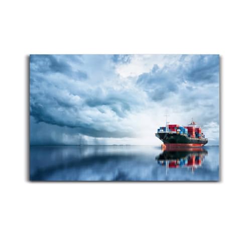 Ocean Container Ship International Logistics Poster Canvas Wall Art HD