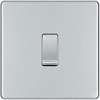 BG Electrical fpc12 Screwless Flat Plate Single Light Switch, Polished Chrome, 2-Way, 16AX, 2.0 cm*2.0 cm*2.0 cm