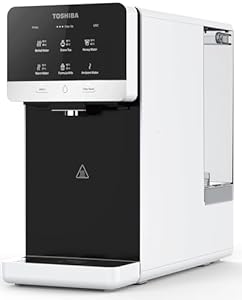 Toshiba Osmoseanlage, Wasserfilter Trinkwasser, Auftisch, Keine Installation, Heißwasserspender, Umkehrosmoseanlage, Mehrfach-Filterung & Mineralisierung, UV Licht, NSF zertifiziert, Pearlweiß