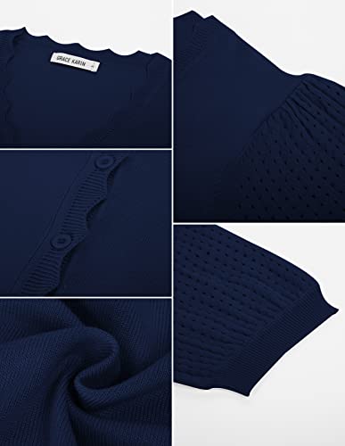 Women's Cropped Cardigan Bolero Sweater For Women Knit Sweater Lightweight V Neck For Dresses Navy Blue M #TOP4