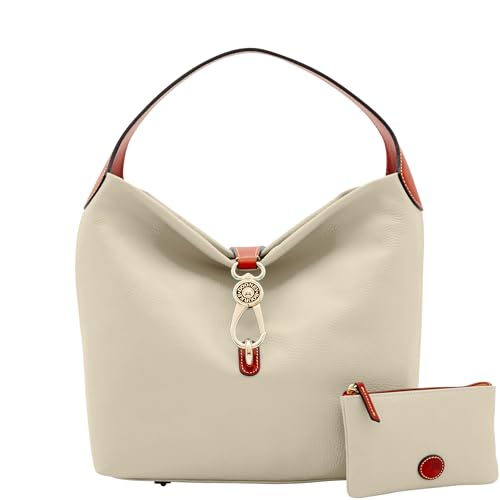 Dooney & Bourke Handbag & Wallet Set, Pebble Grain Leather Logo Lock Shoulder Bag and Coin Purse for Women - White