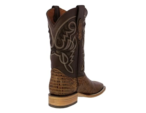 Texas Legacy Mens Honey Brown Cowboy Boots Teju Lizard Print Leather Square Toe3