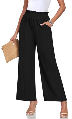 Anyally Womens Loose Wide Leg Pants Business Casual Elastic Waisted Palazzo Harem Pants with Pockets Work Trousers2