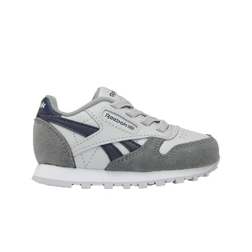 Reebok Unisex Baby Classic Leather Sneaker, Grey4 Grey1 Vectornavy, 6.5 UK Child