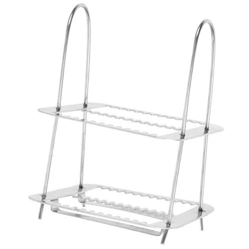 STOBAZA Stainless Steel Staining Rack 26 Glass Slides Holder Lab Microscopy Storage Rack Easy Access