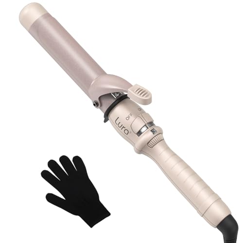 LURA 32mm Hair Curling Iron Curling Iron Ceramic Curling Wand Dual Voltage Hair Curler Fast Heat up Curling Tool for Short Long Hair, Glove Included