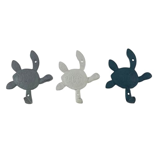Zeckos Set of 3 Decorative Cast Iron Sea Turtle Wall