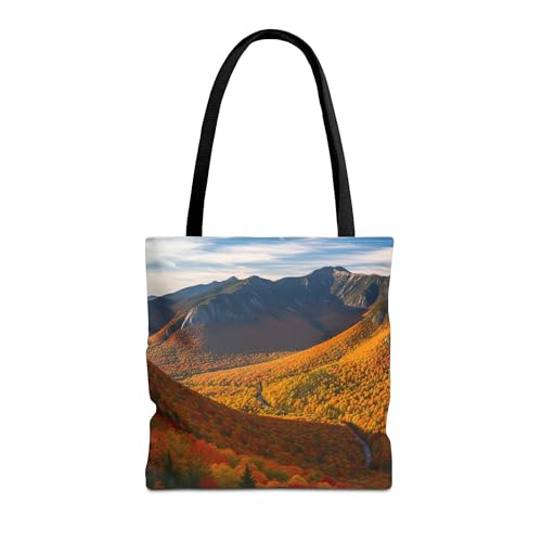 A Colorful Autumn Leaves Tote Bag with Reinforced Stitching on Candles - New Hampshire’s White Mountains