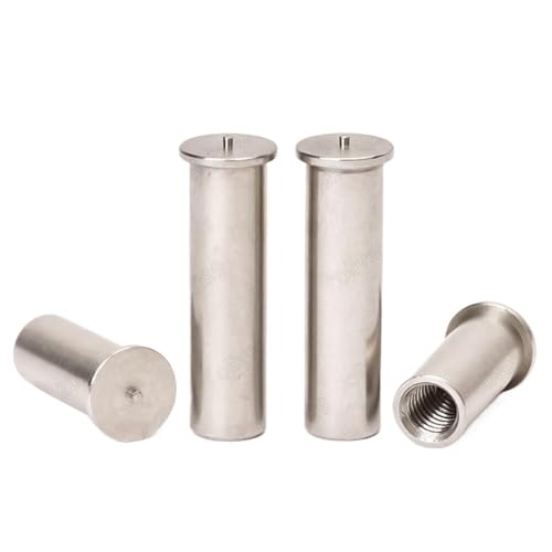 304 Stainless Steel Internal Thread Weld Stud for Capacitor Discharge Welding M3-M8 (M6-1.0 x 30mm, 20pcs)