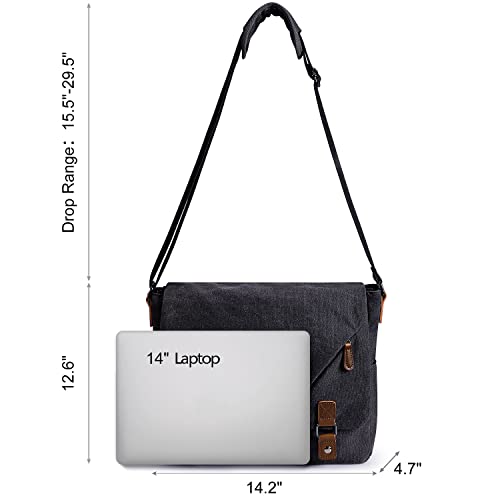 S-ZONE Large Men Crossbody Messenger Shoulder Bag Fit for 15.6 Inch Laptop Canvas Briefcase Satchel