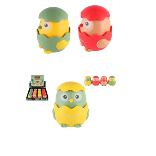 Image of Crackles Press & Go Chick Toy for Babies & Toddlers - Cute Cartoon Push and Go Animal Car - Battery-Free Mini Toy for Early Play - Multicolor - Pack of 2
