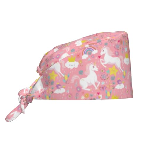 Image of Working Cap Scrub Cap with Sweatband Adjustable Unisex Tie Back Hat for Cleaning Farm Nursing