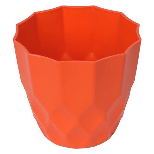 Image of Kuber Industries Flower Pot | Flower Planter Pots for Indoor | Flower Pots for Outdoor | Pot for Garden & Balcony Flowering | Flower Plants Pot | Barfi Flower Pot | 6 Inch | Pack of 2 | Orange