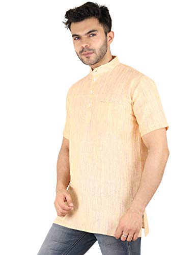 Image of LATEST CHIKAN Men's Cotton Regular Casual Strped Short Kurta Half Sleeves - (SK-LJ.DS.AS)