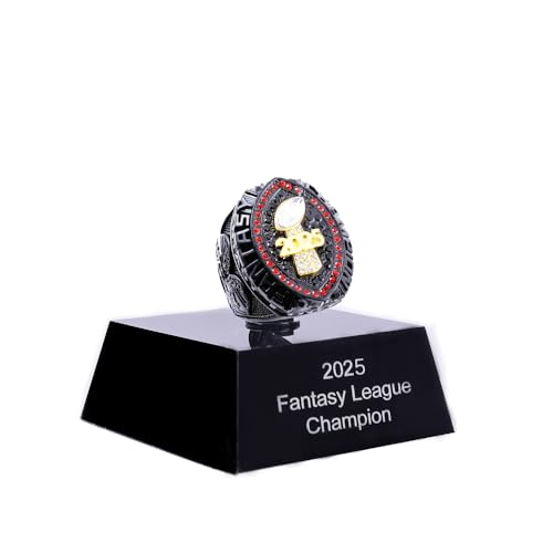 Image of 2025 Fantasy Football Championship Ring | Heavy FFL Champion Trophy Ring | Gold Silver Tone Plated Award Trophy for Fantasy Football League Winner