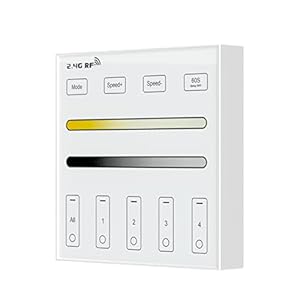 BTF-LIGHTING WR02RF Wireless 2.4G RF 4 Zone Single Colour/CCT Wall Mounted Smart Panel Remote Control Powered by 2pcs AAA Batteries 3V Work with LM052 LM053 C01W C02W etc Controller
