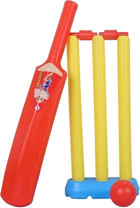 Plastic Cricket KIT for Kids Cricket kit for 3-7 Year Boys Bat & Ball Set for Best Birthday Gift Items, (1 bat, 1 Ball,3 wickets, 2 Stamp,1 Stand) NO-1 Cricket Kit