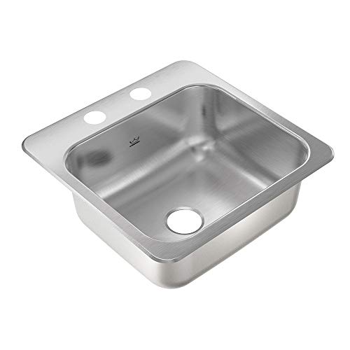 Kindred Essentials All-in-One Kit 15-inch x 15-inch x 6-inch Deep Drop-In Bar or Utility Sink in Satin Stainless Steel, FBFS602NKIT, One Size