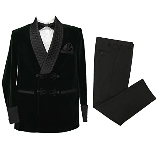 Veste en velours col châle haut de gamme et son pantalon de soirée noir pour homme