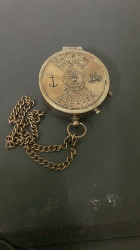 Brújula de bolsillo vintage de latón con cadena antigua – brújula náutica artesanal para senderismo, camping, trekking, viaje, aventura al aire libre y regalo (Estilo-5) miniatura 3