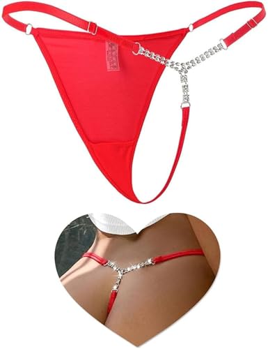 Image of ohyeahlady G-Strings for Women Sexy Micro Thongs Mesh Panties Red,Size 8-10