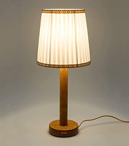 Lampe de chevet de chambre simple en bois de caoutchouc brun