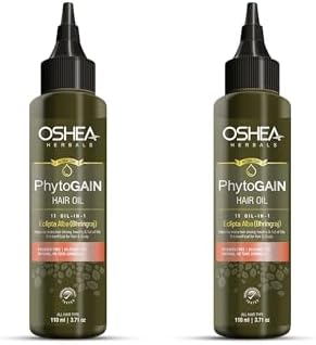 Oshea Herbals Phytogain Natural Hair Growth Oil Enriched with Bhrinjaraj | Promotes Strong Hair Growth | Paraben & Silicone Free - 110ml (Pack of 2)