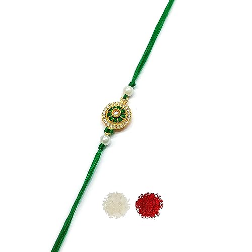 Jaipri AD Kundan Stone Meenakari Rakhi �u���U�[/�u���U�[/�o�C��/�o�C��///1�Z�b�g �����`�������ƃ��N�V���o���_���̃O���[�e�B���O�J�[�h �j���p (R-KTC-1270)